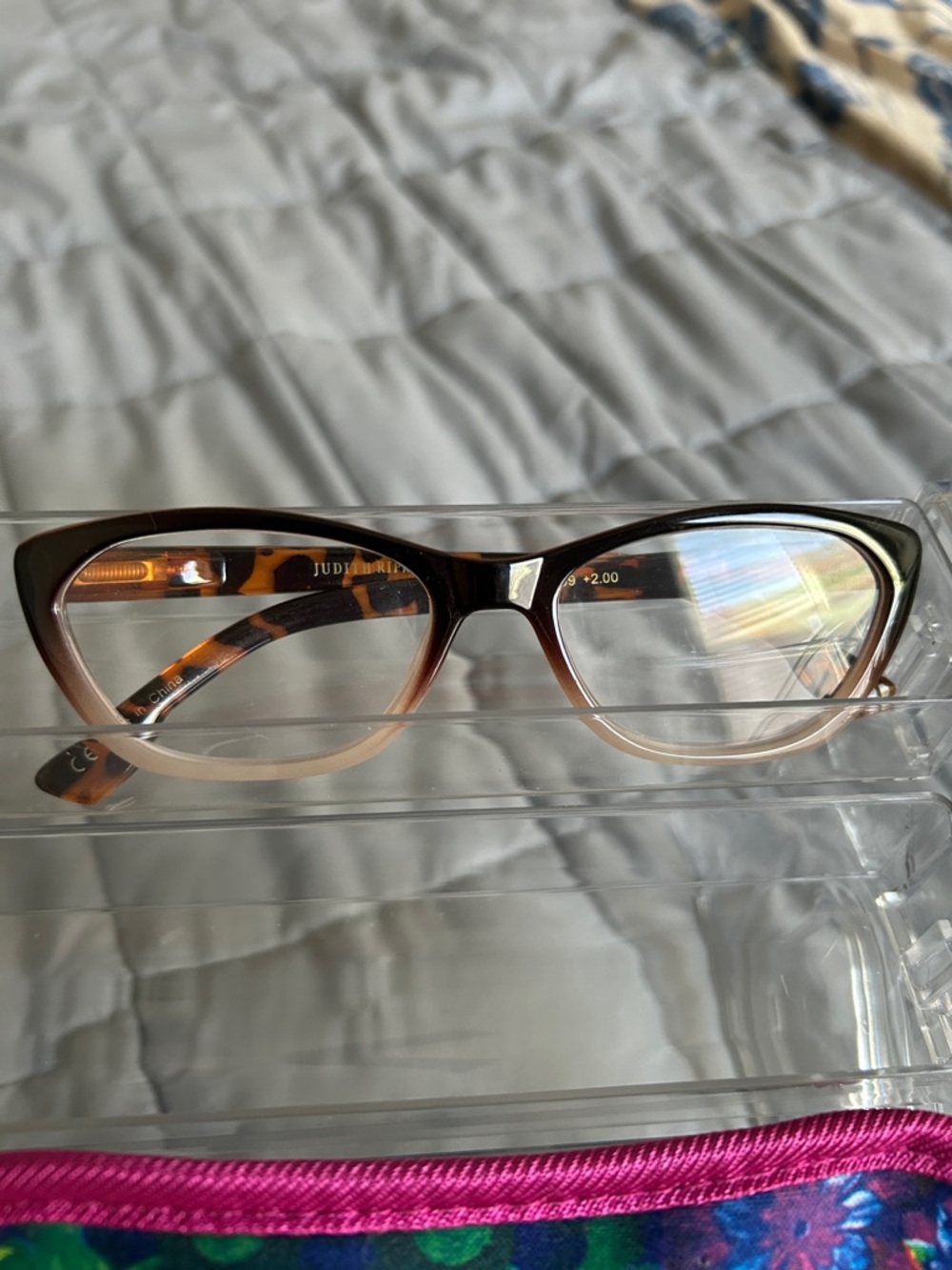 Judith Ripka Brown Tortoise to Light Tan Cat-Eye Eyeglasses